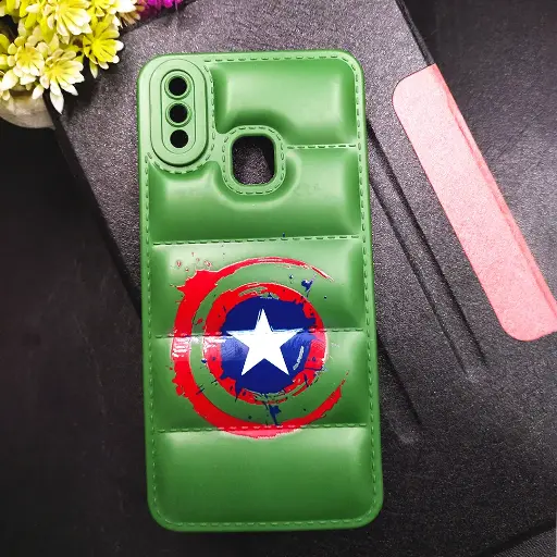 [PO14BVIY95-18-11] Vivo Y95|Y93|Y91 3D Puffer Silicone Case - Stylish Green Protection