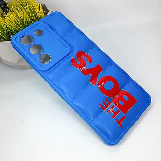 [PO14BVIV29E-18-3] Blue 3D Puffer Printed Soft Silicone Back Case for Vivo V29e - Stylish Protection