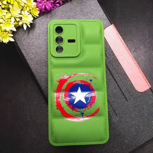 [PO14BVIV23 5G-18-11] Vivo V23 5G 3D Puffer Back Printed Soft Silicone Back Case (Green)