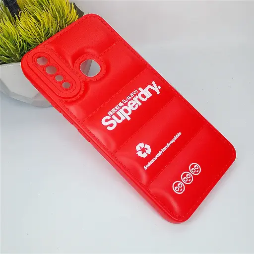 [PO14BVIY19-18-4] Vivo Y19 3D Puffer Back Printed Soft Silicone Case - Red