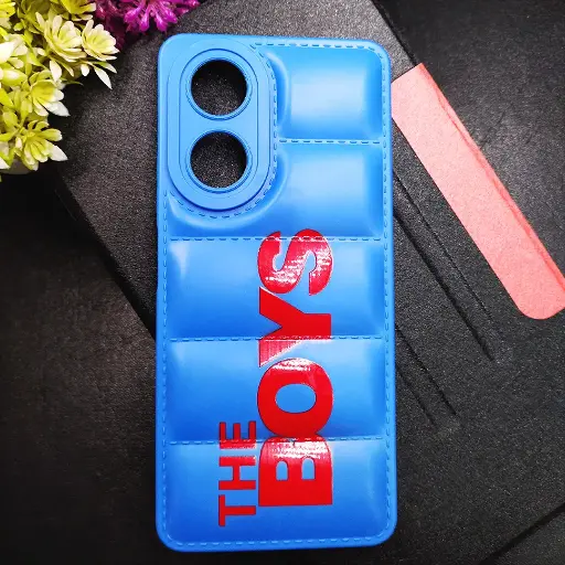 [PO14BOA58-18-3] Oppo A58 4G 3D Puffer Back Printed Soft Silicone Back Case (Blue)