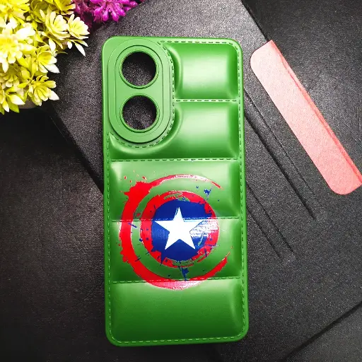 [PO14BOA58-18-11] Oppo A58 4G 3D Puffer Back Printed Soft Silicone Back Case (Green)