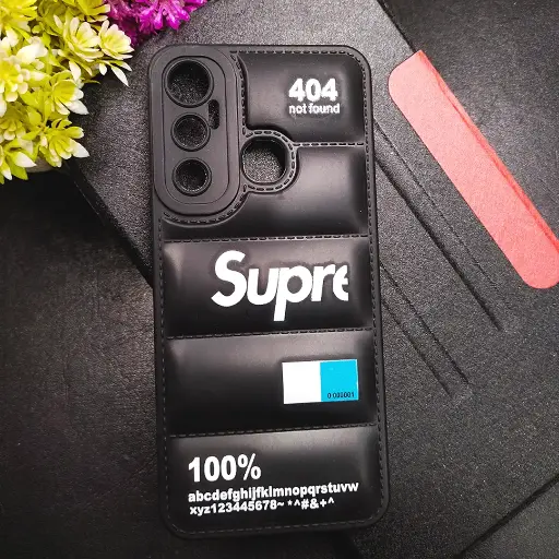 [PO14BIHOT11-18-2] Infinix Hot 11 3D Puffer Back Printed Soft Silicone Back Case (Black)