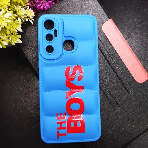[PO14BIHOT11-18-3] Infinix Hot 11 3D Puffer Back Printed Soft Silicone Back Case (Blue)