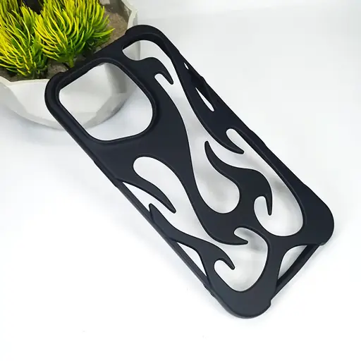 [PO38BIP16PMAX-13-2] iPhone 16 Pro Max FlameFlex Metal Feel Flexible Shock Proof Case (Black)
