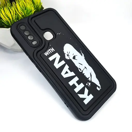 [PO14BVIY17-53-2] Vivo Y17 Y15 Y12 Y11 Soft Silicone 3D Printed Back Case - Black Design