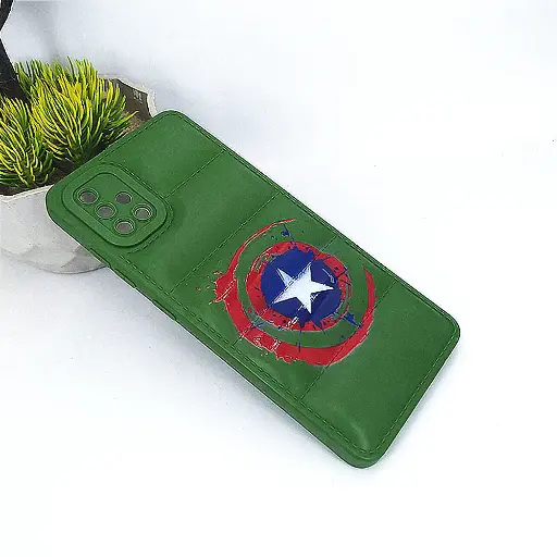 [PO14BSA51-18-11] Samsung A51 4G Puffer Back Print Silicone Case - Green Stylish Protection