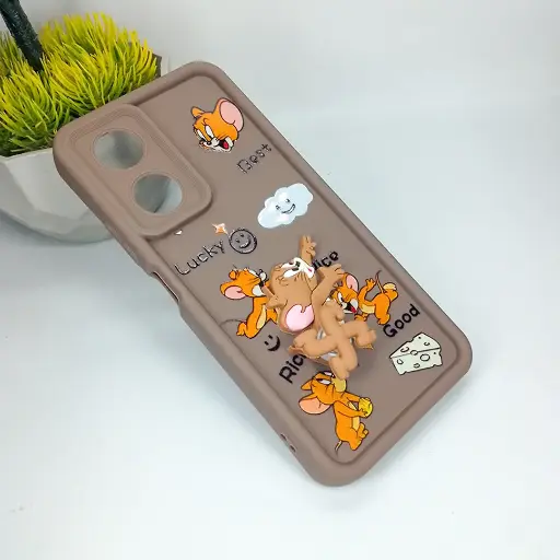 [PO51BOA58-35-34] Oppo A58 4G 3D Cartoon Spinner Back Case (Dark Brown)