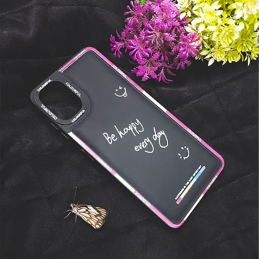 [PO9BSA06-7-2] Samsung Galaxy A06 Colourful BE Happy Every Day Printed Soft Silicone Back Case (Black)