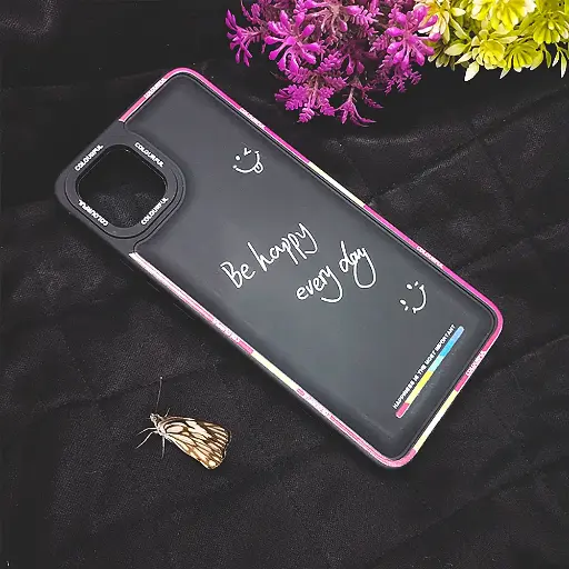 [PO9BOA16E-7-2] Oppo A16K|A16E Colourful BE Happy Every Day Printed Soft Silicone Back Case (Black)