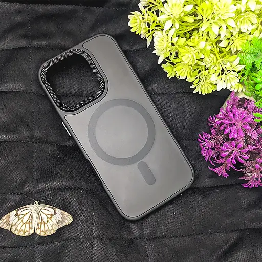 [PO6BIP16PR-4-2] iPhone 16 Pro Matte Magsafe Camera Textured Back Case  (Black)