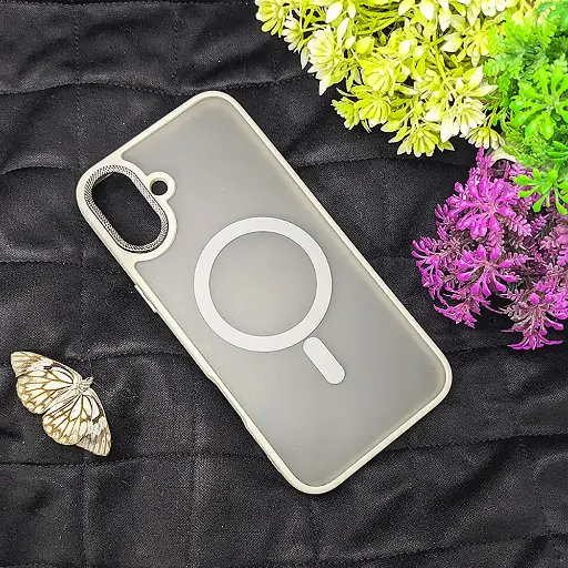 [PO6BIP16PL-4-36] iPhone 16 Plus Matte Magsafe Camera Textured Back Case (Natural Titanium)