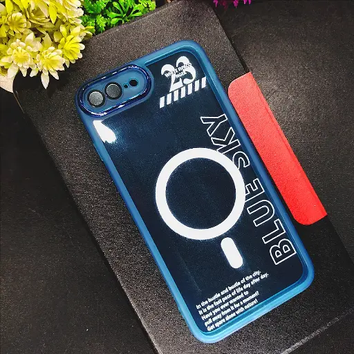 [PO15BIP7GPL-7-16] iPhone 7 Plus/8 Plus Clear Colour MagSafe Print Transparent Case - Sky Blue