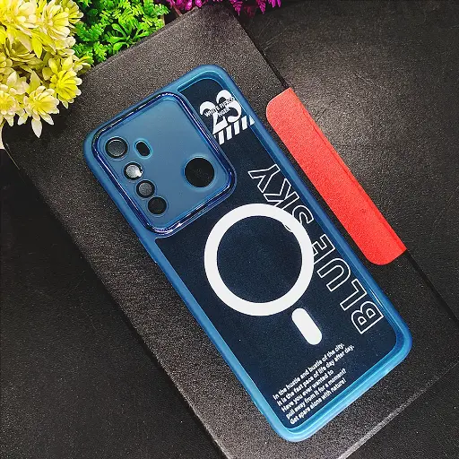 [PO15BORLME5-7-16] Oppo Realme 5/5S/5i/6i Clear Colour Mag Safe Print Transparent Case - Sky Blue