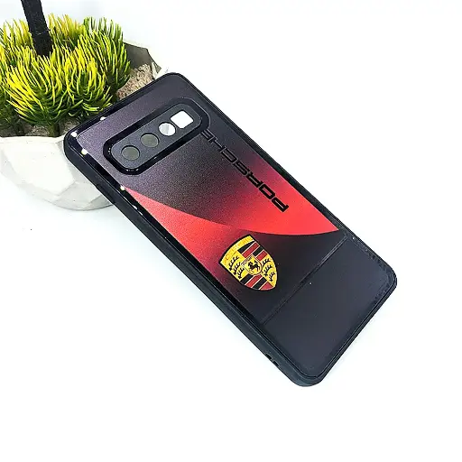 [PO26BSS10-20-4] Samsung Galaxy S10 Glossy Shine 3D Printed Car Brand Logo Back Case (Red)