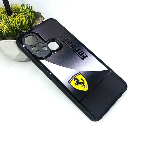 [PO26BIHOT11S-20-1] Infinix Hot 11s Glossy Shine 3D Printed Car Brand Logo Back Case (White)