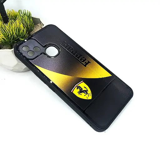 [PO26BIHOT10I-20-6] Infinix Hot 10I|Smart 5 Pro Glossy Shine 3D Printed Car Brand Logo Back Case (Yellow)
