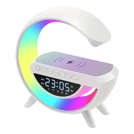 [MD2LM4A-4] G-Shaped BT 3401 LED Lamp RGB Speaker with Wireless Charging