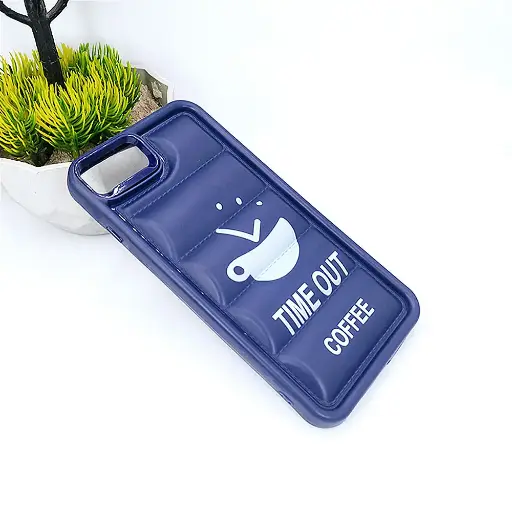 [PO14BIP7GPL-22-17] Solid Puffer Printed Back Case for iPhone 7G Plus & 8G Plus - Navy Blue