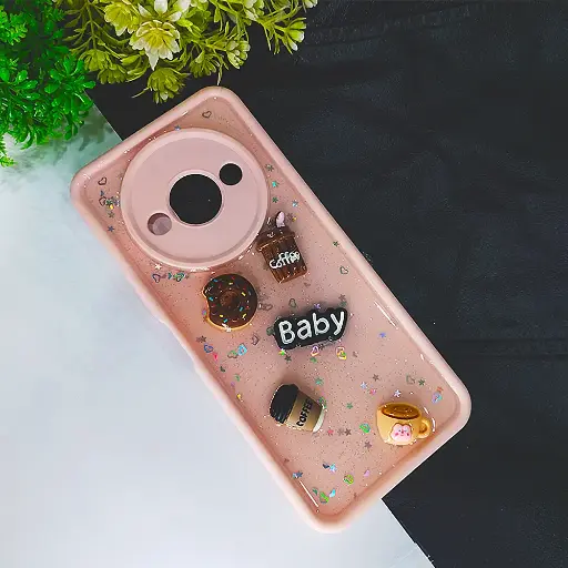 [PO40BMIA3-9-10] Redmi A3 / A3X Fancy Coffee & Donut Back Case (Pink)