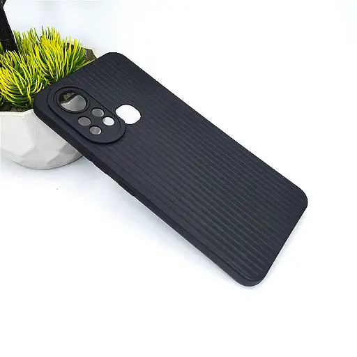 [PO4BIHOT11S-7-2] Infinix Hot 11s Lining Matte Soft Silicone Paper Back Case (Black)