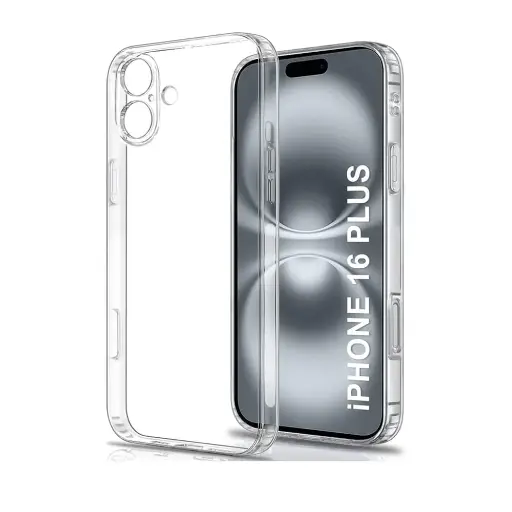 [PO7BIP16PL-3] iPhone 16 Plus Dust Plug Transparent Back Case