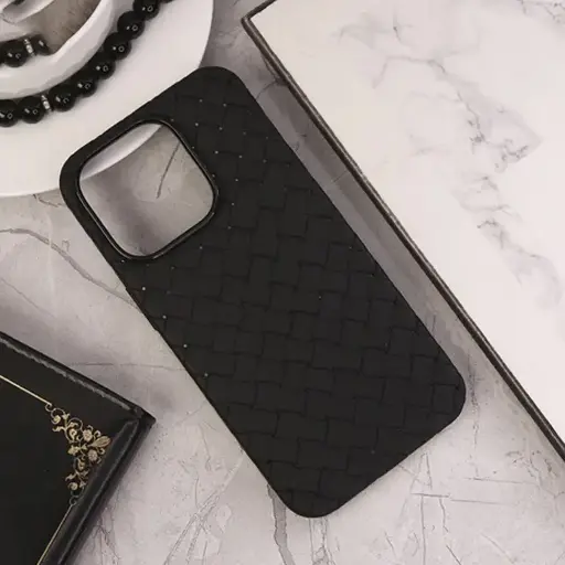 [PO14BIHOT50I-52-2] Infinix Hot 50i|Smart 9|Smart 9 HD|Tecno Spark Go 1|Pop 9 Woven With Leather Feel Soft Silicone Back Case (Black)