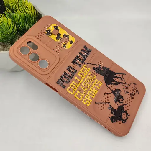 [PO14BOA16-46-13] Oppo A16 Cooling Mesh 3D Printed Silicone Back Case (Brown)