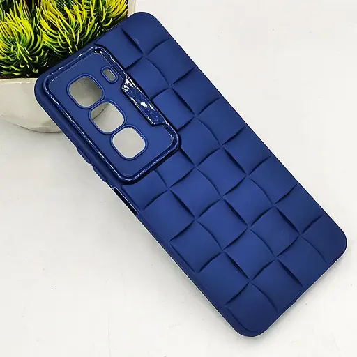 [PO14BIHOT50PR-24-17] Infinix Hot 50 Pro 3D Cube Waves Puffer Soft Silicone Back Case (Navy Blue)