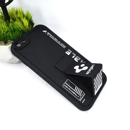 [PO36BIP6GPL-10-2] iPhone 6G Plus|6Gs Plus SPIGEN Soft Silicone Back Strip|Stand Back Case (Black)