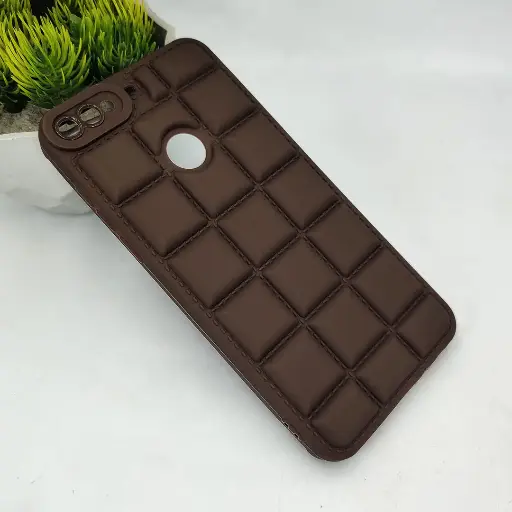 [PO14BHUY7P18-28-34] Huawei Y7 Prime 2018|Honor 7C 3D Cubes Puffer Soft Silicone Back Case (Dark Brown)