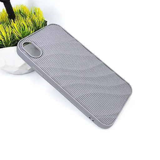 [PO14BIPXR-64-36] iPhone XR 3D Waves Soft Silicone Back Case (Netural Titanium)