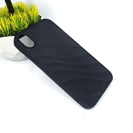 [PO14BIPXR-64-2] iPhone XR 3D Waves Soft Silicone Back Case (Black)