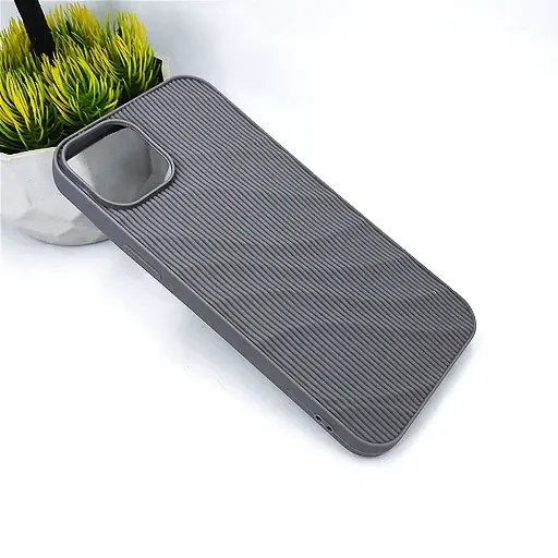 [PO14BIP15-64-36] iPhone 15 3D Waves Soft Silicone Back Case (Natural Titanium)