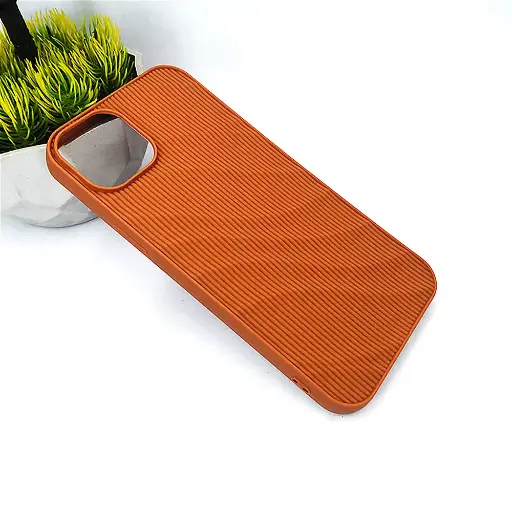 [PO14BIP15-64-42] iPhone 15 3D Waves Soft Silicone Back Case (Desert Titanium) 
