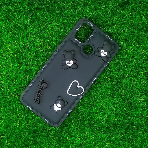 [PO51BISMRT5-3-2] Infinix Smart 5|Smart 6|Hot 10 Lite Sweet Rich Bear Silicone Back Case (Black)