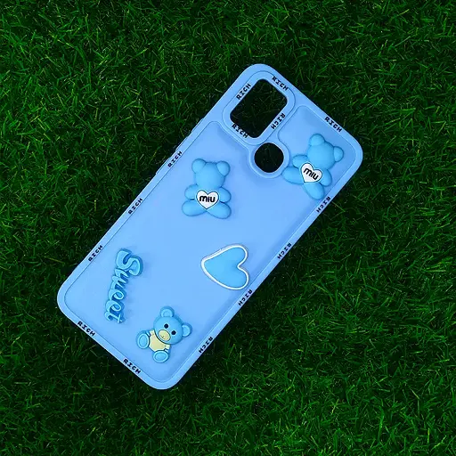 [PO51BISMRT5-3-16] Infinix Smart 5|Smart 6|Hot 10 Lite Sweet Rich Bear Silicone Back Case (Sky Blue)