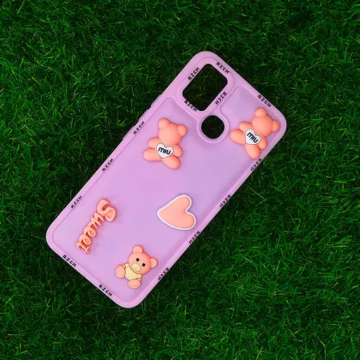 [PO51BISMRT5-3-22] Infinix Smart 5|Smart 6|Hot 10 Lite Sweet Rich Bear Silicone Back Case (Baby Pink)