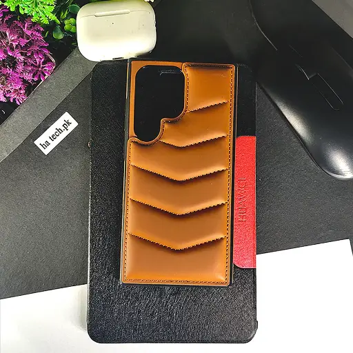 [PO14BSS24U-6-13] Samsung Galaxy S24 Ultra Mocome Soft Silky Case with Inside Holder - Brown