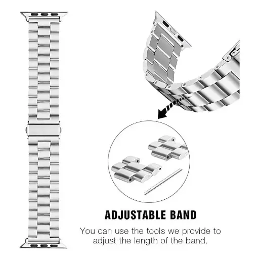 [WSRLXLM45-1-7] Rolex Chain Straps for Smart Watch - Silver, 42-49mm, Elegant & Durable