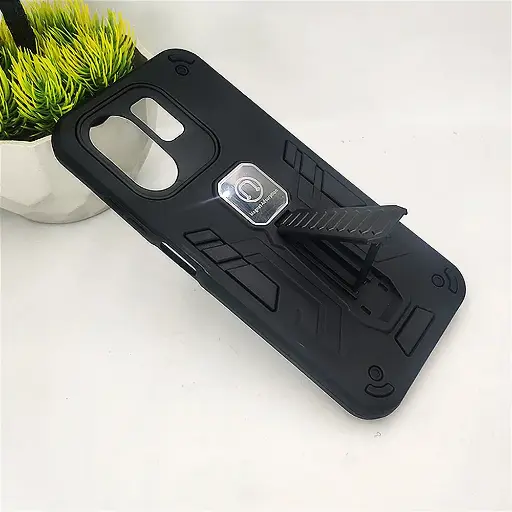 [PO39BIHOT50I-2-2] Infinix Hot 50i/Smart 9/Smart 9 4G Armor With Stand Back Case (Black)