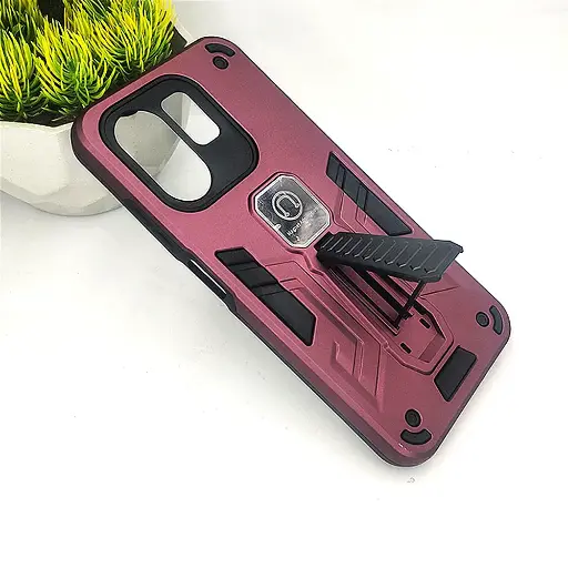 [PO39BIHOT50I-2-21] Infinix Hot 50i/Smart 9/Smart 9 4G Armor With Stand Back Case (Maroon)