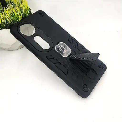 [PO39BVIV40-2-2] Vivo V40 5G Armor With Stand Back Case (Black)