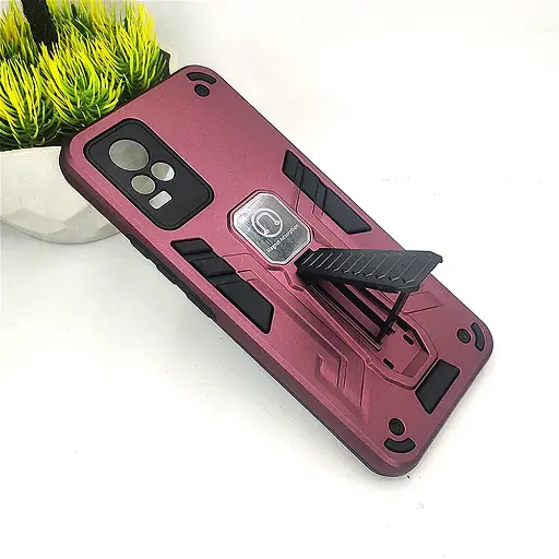 [PO39BVIV21E-2-21] Vivo V21E 4G Armour With Stand Back Case (Maroon)