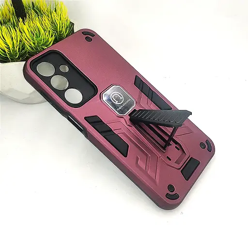 [PO39BSA15-2-21] Samsung A15 Armour With Stand Back Case (Maroon)