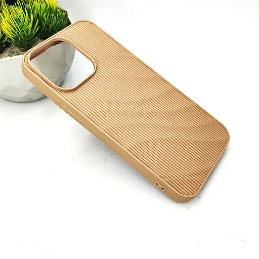 [PO14BIP15PMAX-64-42] iPhone 15 Pro Max 3D Waves Soft Silicone Back Case (Desert Titanium)
