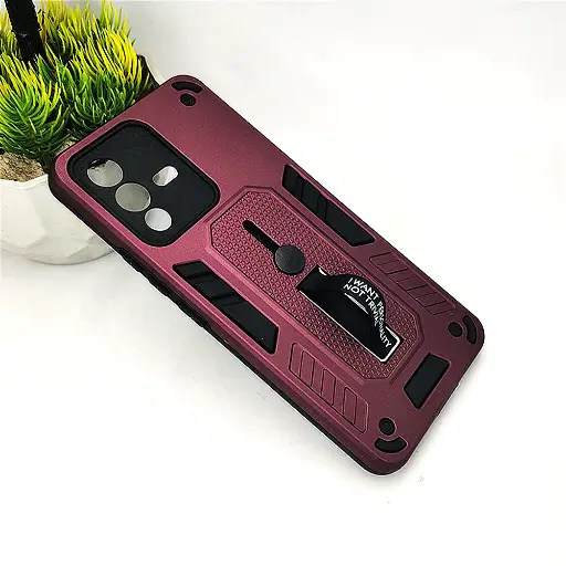 [PO39BVIV23 5G-2-21] Vivo V23 5G Armor With Stand Back Case (Maroon)