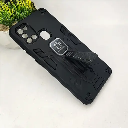 [PO39BSA21S-2-2] Samsung A21S Armor With Stand Back Case (Black)