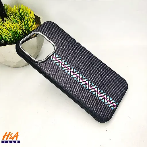 [PO58BIP14PMAX-1-2] iPhone 14 Pro Max Fiber Fusion Stripe Edition Back Case (Black)