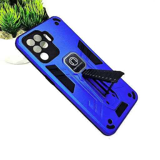 [PO39BOF19PR-2-3] Oppo F19 Pro Armor With Stand Back Case (Blue)